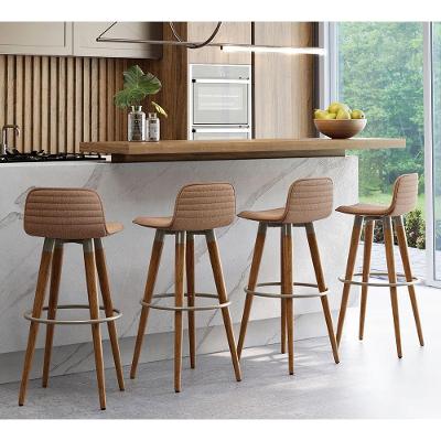 Kit 4 Banquetas Altas Luxo Terracota Preto