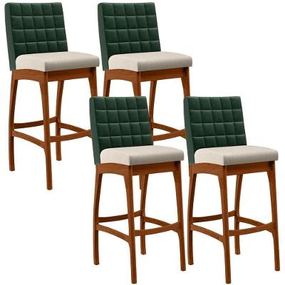 Kit 04 Banquetas Altas Cozinha B04 Verde Musgo Cru