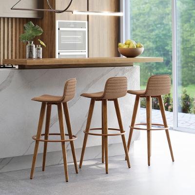 Kit 3 Banquetas Altas Luxo Aço Cobre Linho Terracota Marrom