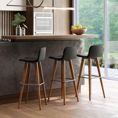 Kit 3 Banquetas Altas Luxo Preto Preto