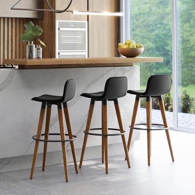 Kit 3 Banquetas Altas Luxo Aço Preto Linho Preto Preto