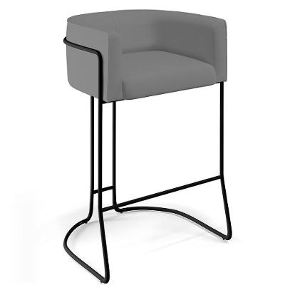 Banqueta Decorativa Betina D02 Veludo Cinza C-317
