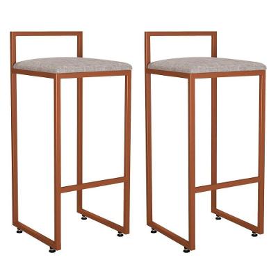 Kit 02 Banquetas Alta Para Cozinha Hanna L02 Bronze Bege