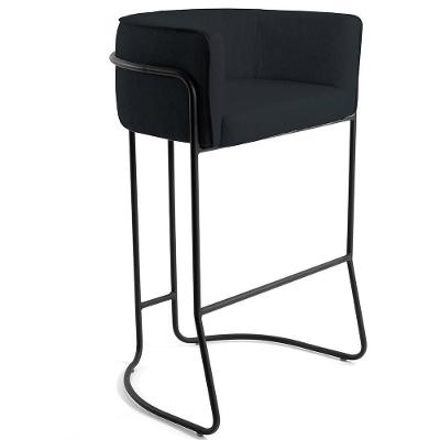 Banqueta Decorativa Base De Aço Preto Betina D02 Preto C-05