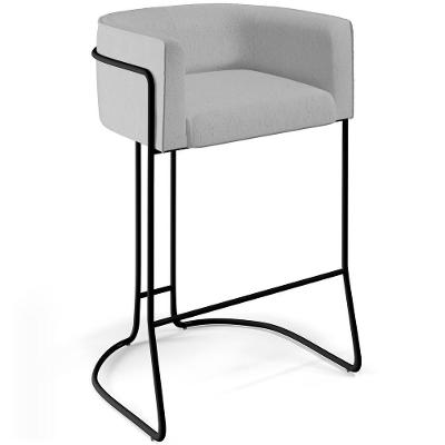 Banqueta Base De Aço Preto Betina D02 Cinza D-315