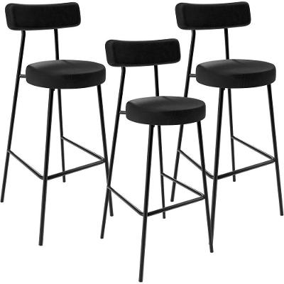 Kit 03 Banquetas Altas Estrutura Em Aço Milão F01 Preto