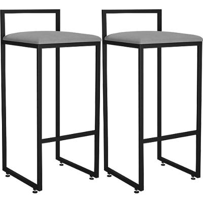 Kit 02 Banquetas Alta Cozinha Hanna L02 Preto Corano Cinza