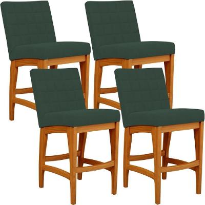 Kit 04 Banquetas Baixa Cozinha Fixa Mila L02 Verde Musgo