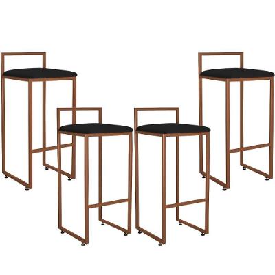 Kit 04 Banquetas Alta Cozinha Hanna L02 Bronze Corano Preto