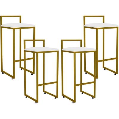 Kit 04 Banquetas Alta Cozinha Hanna L02 Dourado Branco