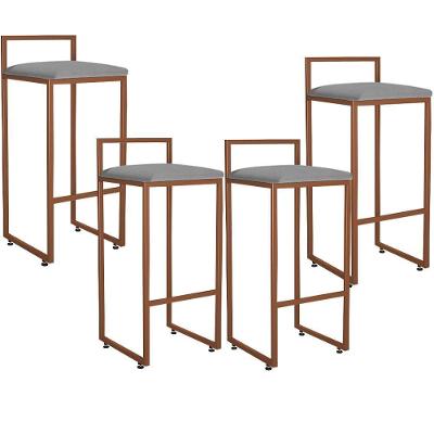 Kit 04 Banquetas Alta Cozinha Hanna L02 Bronze Corano Cinza