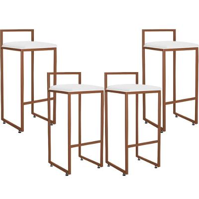 Kit 04 Banquetas Alta Cozinha Hanna L02 Bronze Corano Branco