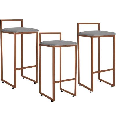 Kit 03 Banquetas Alta Cozinha Hanna L02 Bronze Corano Cinza