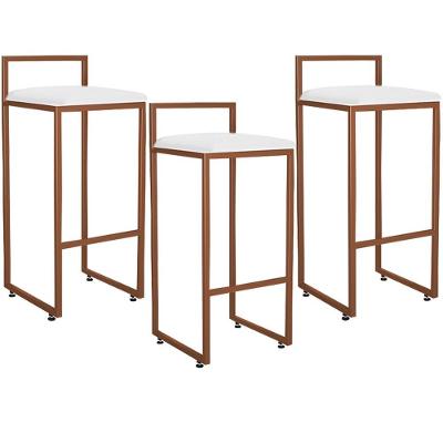 Kit 03 Banquetas Alta Cozinha Hanna L02 Bronze Corano Branco