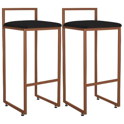 Kit 02 Banquetas Alta Cozinha Hanna L02 Bronze Corano Preto