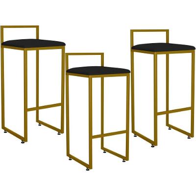 Kit 03 Banquetas Alta Cozinha Hanna L02 Dourado Corano Preto