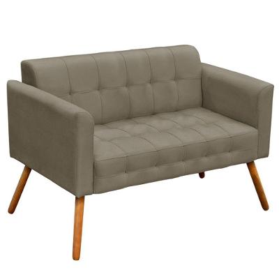 Poltrona Namoradeira Decorativa Pés Palito Karen Suede Nude