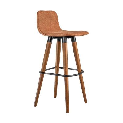 Banqueta Alta Luxo Linea Aço Preto Linho Terracota Preto