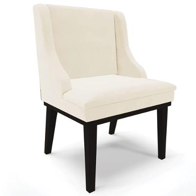 Poltrona Base Fixa De Madeira Firenze Veludo Bege/Preto