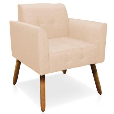 Poltrona Decorativa Pés Palito Karen Linho Bege - Gran Belo