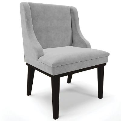 Poltrona Base Fixa De Madeira Firenze Suede Cinza/Preto