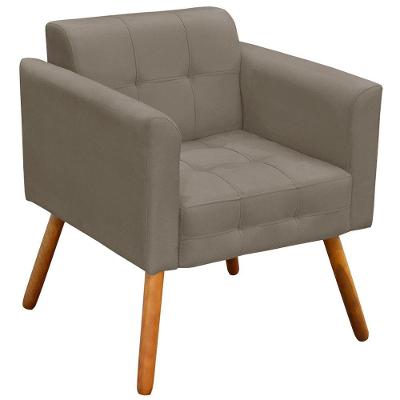 Poltrona Decorativa Pés Palito Karen Suede Nude - Gran Belo