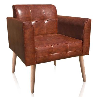 Poltrona Decorativa Pés Palito Karen Pu Marrom Nozes
