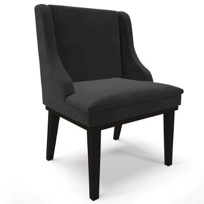 Poltrona Base Fixa De Madeira Firenze Veludo Preto