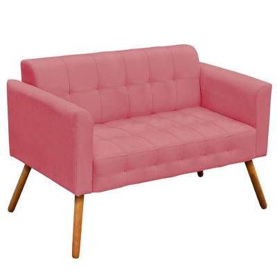 Poltrona Namoradeira Decorativa Pés Palito Karen Suede Rosê