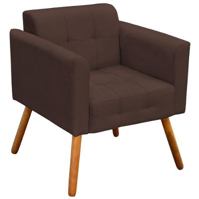 Poltrona Decorativa Pés Palito Karen Suede Marrom