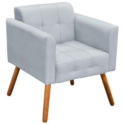 Poltrona Decorativa Pés Palito Karen Suede Cinza - Gran Belo