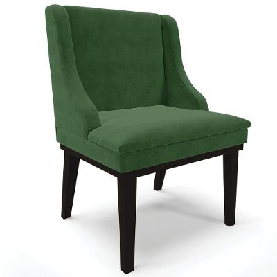 Poltrona Base Fixa De Madeira Suede Verde Esmeralda/Preto