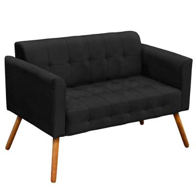 Poltrona Namoradeira Decorativa Pés Palito Karen Suede Preto