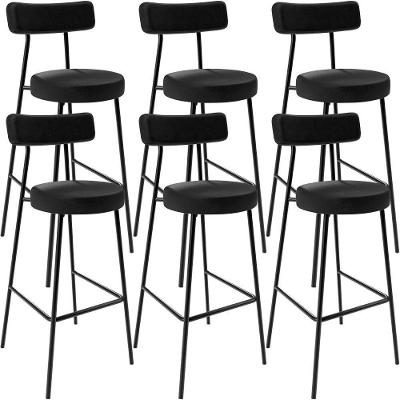 Kit 06 Banquetas Altas Estrutura Em Aço Milão F01 Preto