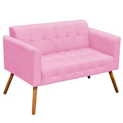 Poltrona Namoradeira Decorativa Pés Palito Karen Suede Rosa