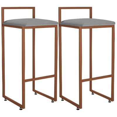 Kit 02 Banquetas Alta Cozinha Hanna L02 Bronze Corano Cinza