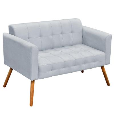 Poltrona Namoradeira Decorativa Pés Palito Karen Suede Cinza
