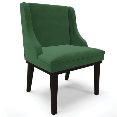 Poltrona Base Fixa De Madeira Firenze Veludo Verde/Preto