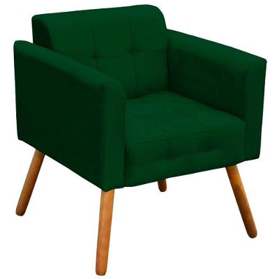 Poltrona Decorativa Pés Palito Karen Suede Verde - Gran Belo