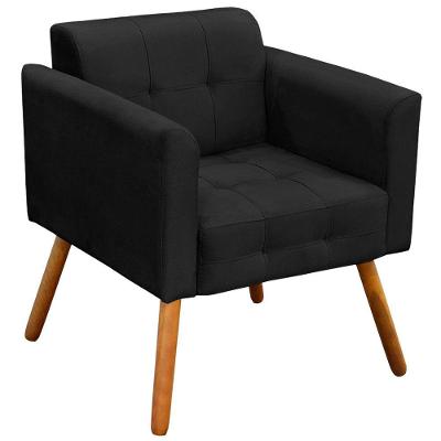 Poltrona Decorativa Pés Palito Karen Suede Preto - Gran Belo
