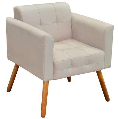 Poltrona Decorativa Pés Palito Karen Suede Bege - Gran Belo
