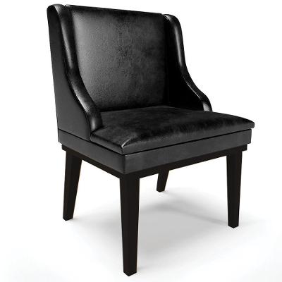 Poltrona Base Fixa De Madeira Firenze Pu Preto Brilho
