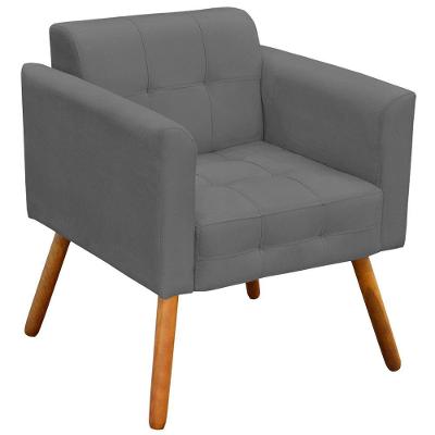 Poltrona Decorativa Pés Palito Karen Suede Grafite