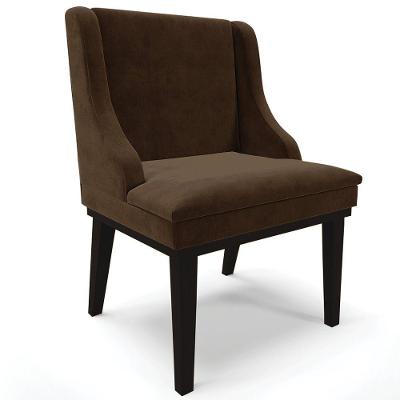 Poltrona Base Fixa De Madeira Firenze Suede Marrom/Preto