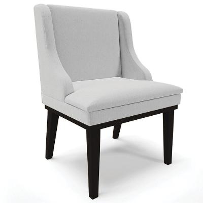 Poltrona Base Fixa De Madeira Firenze Linho Cinza/Preto