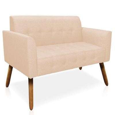 Poltrona Namoradeira Decorativa Pés Palito Karen Linho Bege