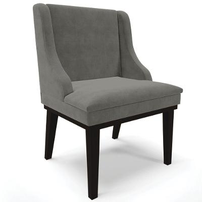 Poltrona Base Fixa De Madeira Firenze Suede Grafite/Preto