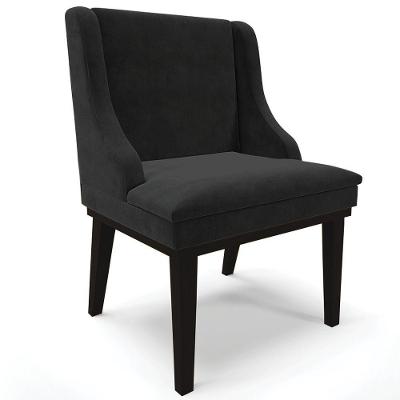 Poltrona Decorativa Base Fixa De Madeira Firenze Suede Preto
