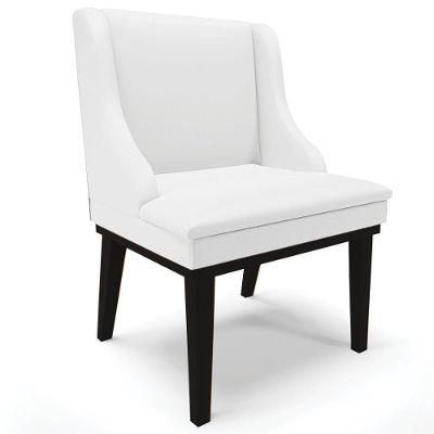 Poltrona Base Fixa De Madeira Firenze Pu Branco Fosco/Preto