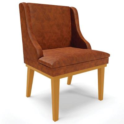 Poltrona Base Fixa De Madeira Firenze Pu Nozes/Castanho